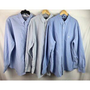 Chaps Mens Shirt Size 3XLT Blue Oxford Long Sleeve Button Down Top Lot of 3